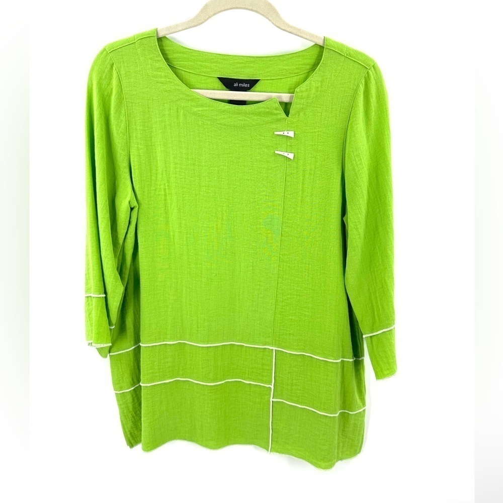 Ali Miles Tunic Top Womens Small Lagenlook Colorful Art To Wear Bold Beachy